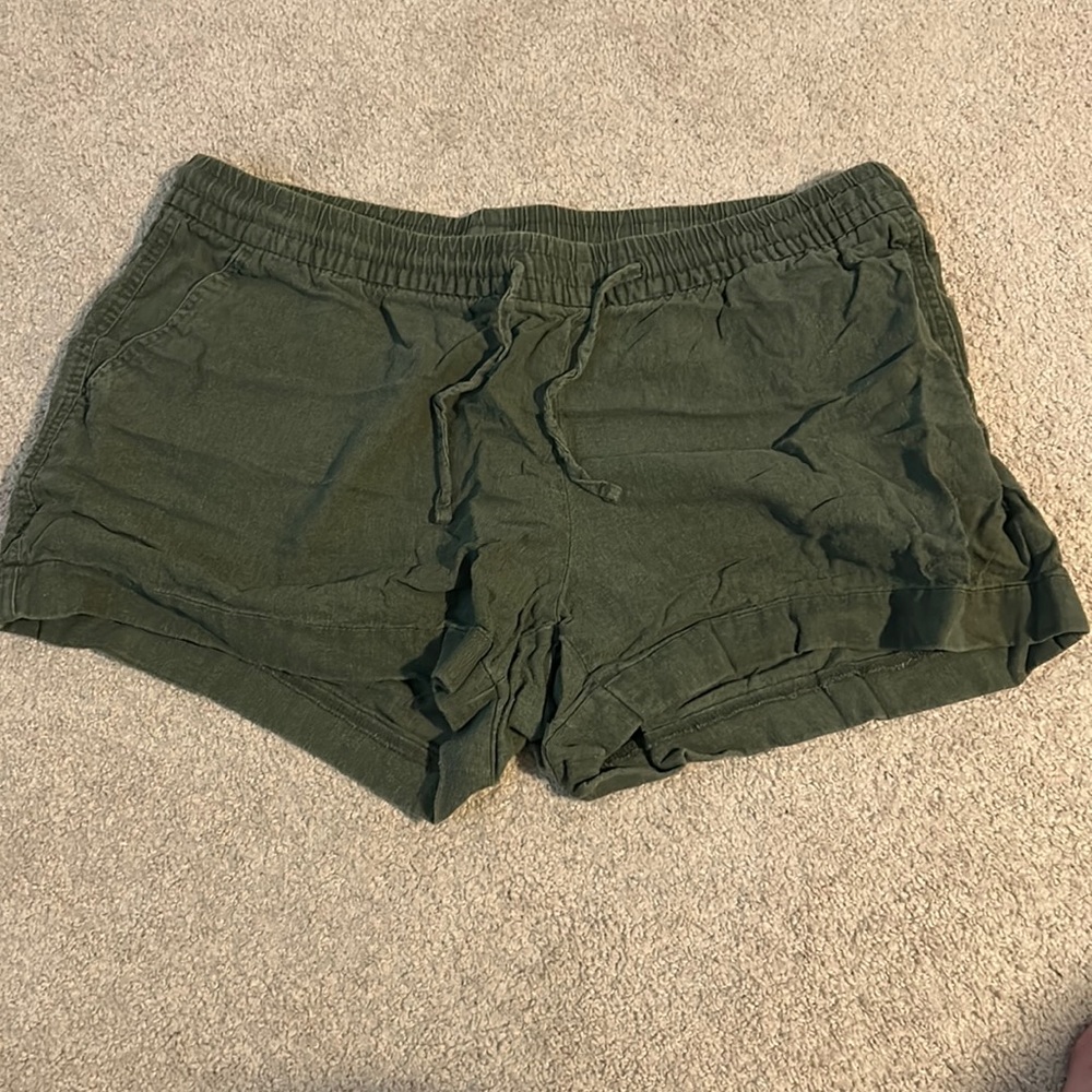 Green linen shorts